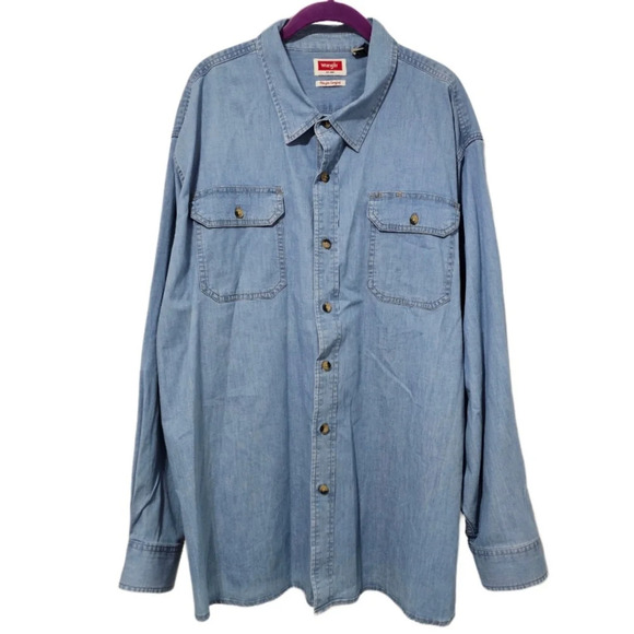 Wrangler Men's Flex For Comfort Denim Button Up Shirt - Picture 2 of 7